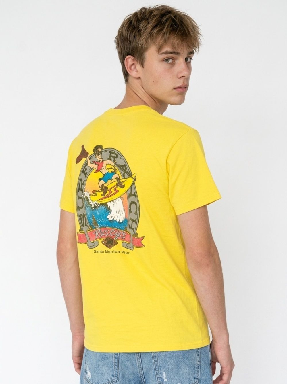 RUSTY’S SURF RANCH Graphic Tee Santa Monica Pier M